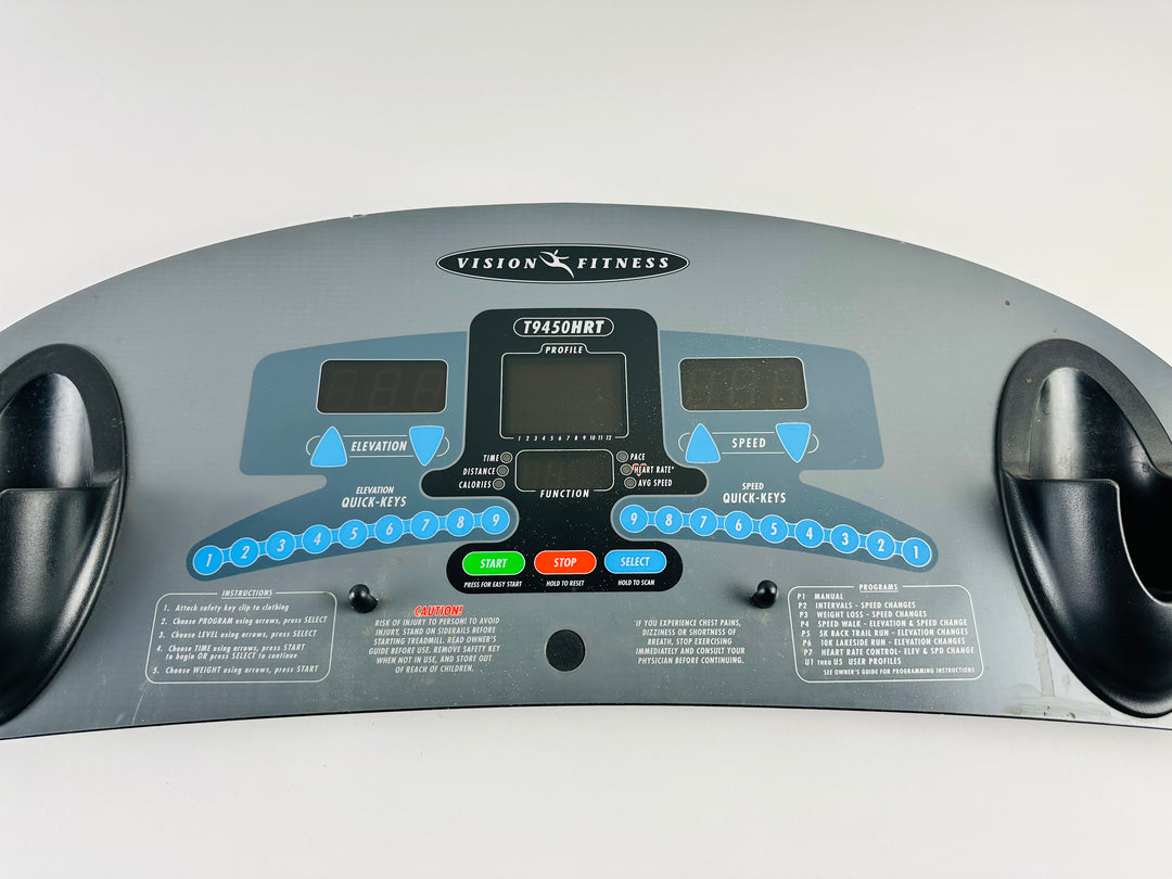 Vision Fitness T9450hrt Treadmill Display Console Overlay (cp174)